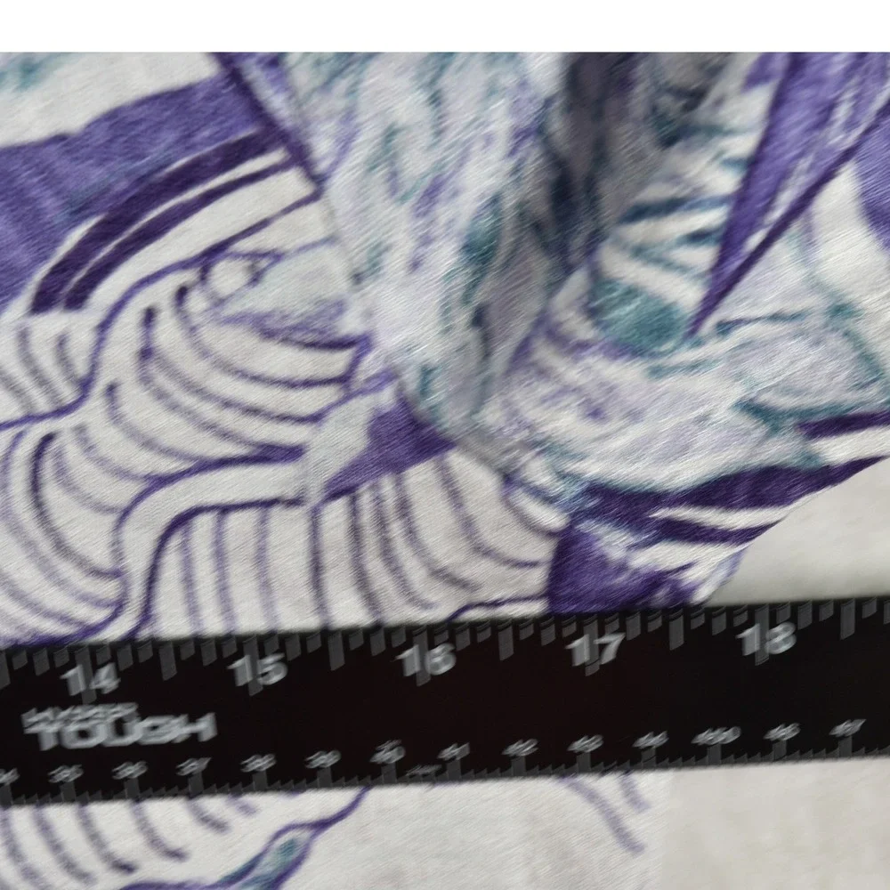 Chico's Easywear Top Women XS Chicos size 0  White Purple Floral Short Sleeve - Picture 4 of 7